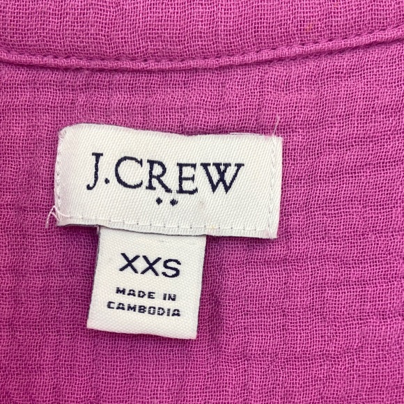 J. Crew Women’s XXS Fuchsia Gauze 💯 Cotton Shirt Dress with pockets - Picture 2 of 8